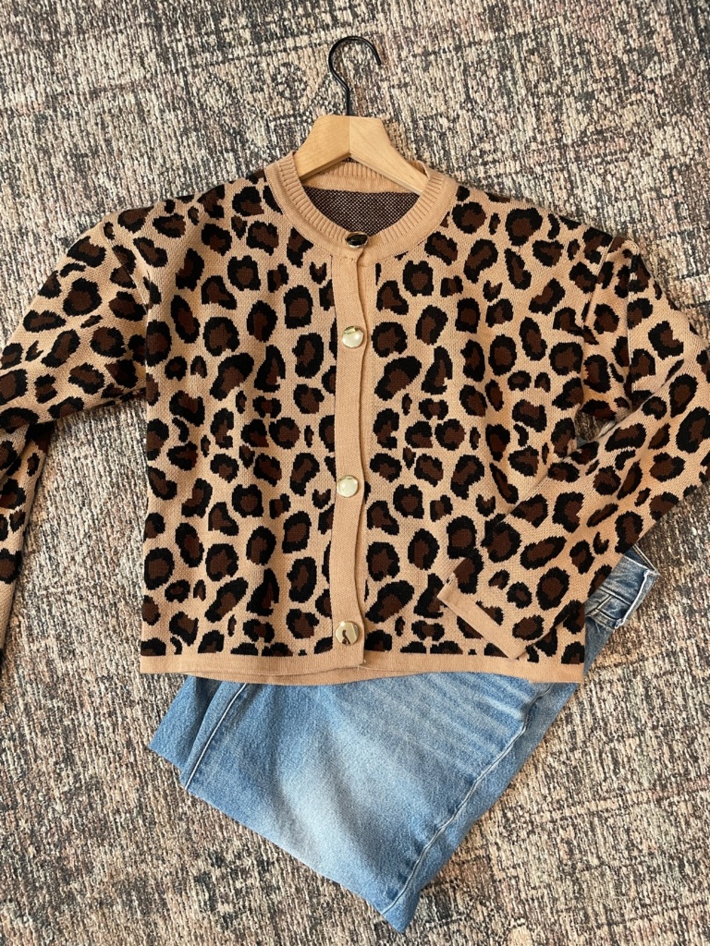 Leopard Womens Small Print Button-Front Cardigan … - image 7